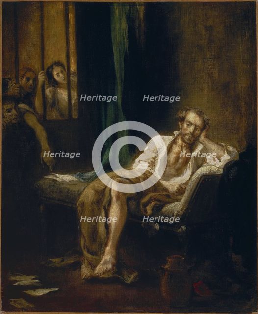 Tasso in the Madhouse (Tasso in Ospedale di Sant'Anna at Ferrara), 1839. Creator: Delacroix, Eugène (1798-1863).