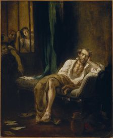 Tasso in the Madhouse (Tasso in Ospedale di Sant'Anna at Ferrara), 1839. Creator: Delacroix, Eugène (1798-1863)