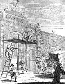 Taste: The Gate of Burlington House 1731.Artist: William Hogarth