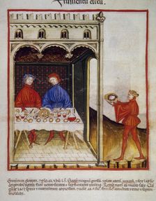 Tasting boilded wheat, 14th century. Creator: Unknown