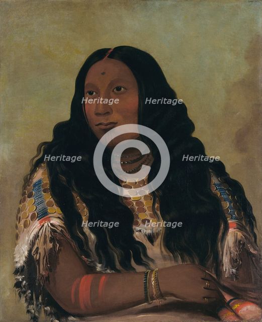Tchón-su-móns-ka, Sand Bar, Wife of the Trader François Chardon, 1832. Creator: George Catlin.