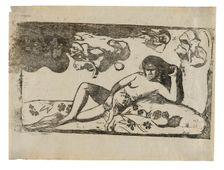 Te arii vahine—opoi (Woman with Mangos—Tired), from the Suite of Late Wood-Block Prints, 1898/99. Creator: Paul Gauguin