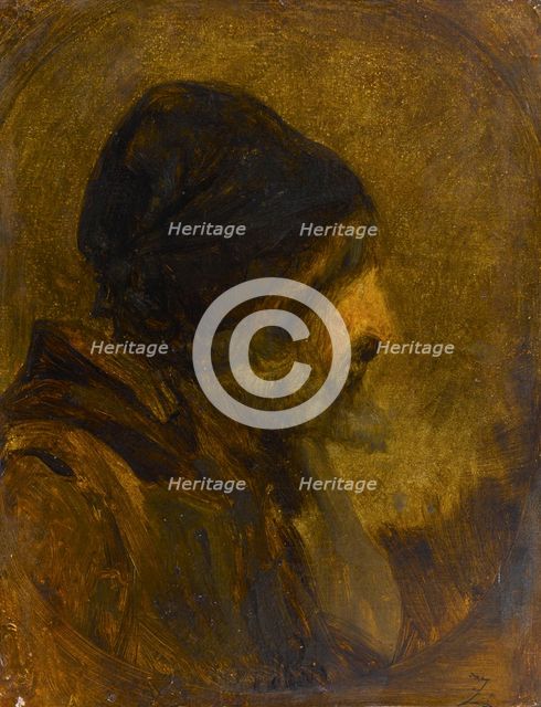Tête d'homme, d'après Rembrandt, c.1853. Creator: Felix Francois Georges Philibert Ziem.