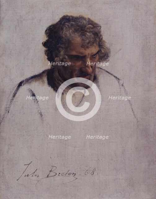 Tête de Breton, étude pour le Pardon, 1868. Creator: Jules Breton.