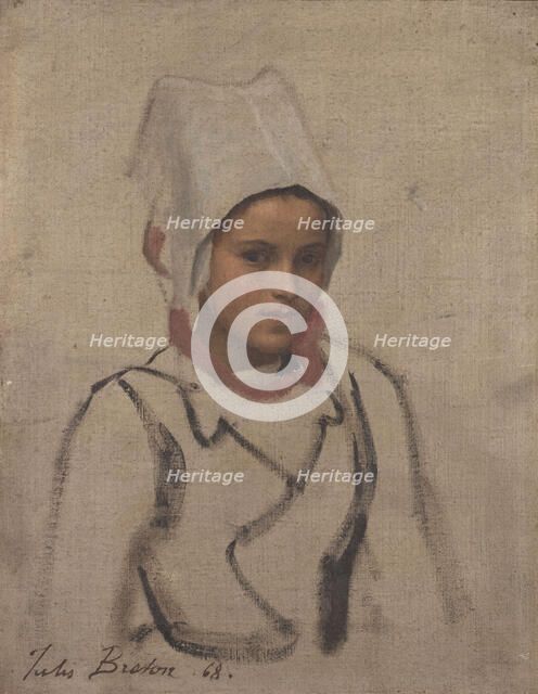 Tête de jeune Bretonne, étude pour le Pardon, 1868. Creator: Jules Breton.