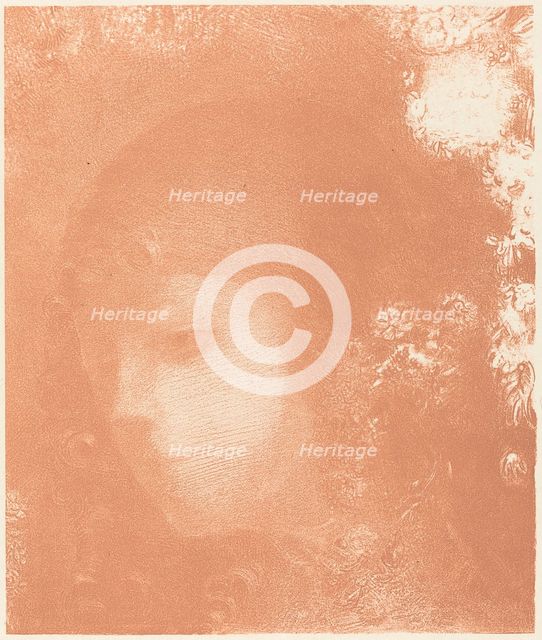 Tete d'Enfant avec Fleurs (Head of a Child with Flowers), 1897. Creator: Odilon Redon.