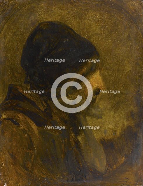 Tête d'homme, d'après Rembrandt, c.1853. Creator: Felix Francois Georges Philibert Ziem.