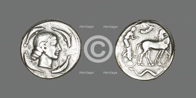 Tetradrachm (Coin) Depicting Arethusa, 474-450 BCE. Creator: Unknown.