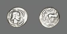 Tetradrachm (Coin) Depicting Arethusa, 474-450 BCE. Creator: Unknown
