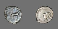 Tetradrachm (Coin) Depicting Quadriga and Charioteer, 460-430 BCE. Creator: Unknown