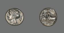 Tetradrachm (Coin) Depicting the Nymph Arethusa, 413-399 BCE. Creator: Unknown