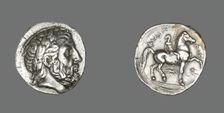 Tetradrachm (Coin) Depicting the God Zeus, 348-336 BCE, issued by King Philip II of Macedonia. Creator: Unknown