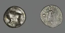 Tetradrachm (Coin) Depicting the Goddess Athena, 190-36 BCE. Creator: Unknown