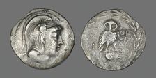 Tetradrachm (Coin) Depicting the Goddess Athena, 196-187 BCE. Creator: Unknown
