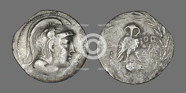 Tetradrachm (Coin) Depicting the Goddess Athena, 196-187 BCE. Creator: Unknown.