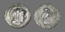 Tetradrachm (Coin) Depicting the Goddess Athena, 196-187 BCE. Creator: Unknown