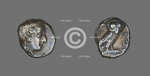 Tetradrachm (Coin) Depicting the Goddess Athena, 296-295 BCE. Creator: Unknown.