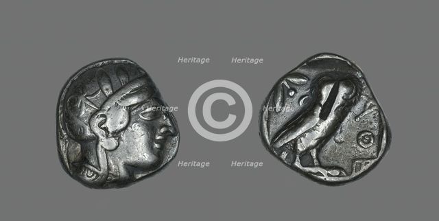 Tetradrachm (Coin) Depicting the Goddess Athena, 514-509 BCE. Creator: Unknown.