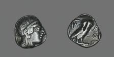 Tetradrachm (Coin) Depicting the Goddess Athena, 514-509 BCE. Creator: Unknown