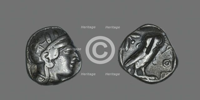 Tetradrachm (Coin) Depicting the Goddess Athena, 514-509 BCE. Creator: Unknown.