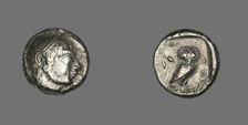 Tetradrachm (Coin) Depicting the Goddess Athena, 530-490 BCE. Creator: Unknown