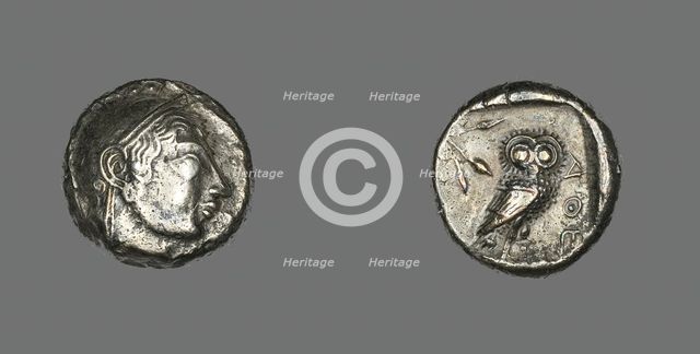 Tetradrachm (Coin) Depicting the Goddess Athena, 530-490 BCE. Creator: Unknown.