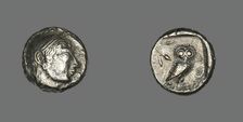 Tetradrachm (Coin) Depicting the Goddess Athena, 530-490 BCE. Creator: Unknown