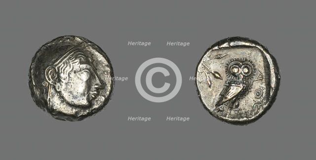 Tetradrachm (Coin) Depicting the Goddess Athena, 530-490 BCE. Creator: Unknown.