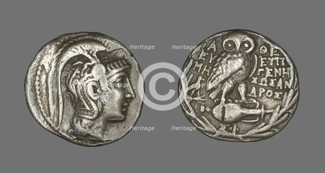 Tetradrachm (Coin) Depicting the Goddess Athena, about 163 BCE. Creator: Unknown.