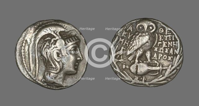Tetradrachm (Coin) Depicting the Goddess Athena, about 163 BCE. Creator: Unknown.