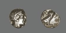 Tetradrachm (Coin) Depicting the Goddess Athena, about 490 BCE. Creator: Unknown