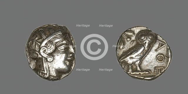 Tetradrachm (Coin) Depicting the Goddess Athena, about 490 BCE. Creator: Unknown.