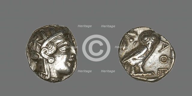 Tetradrachm (Coin) Depicting the Goddess Athena, about 490 BCE. Creator: Unknown.