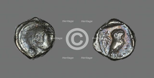 Tetradrachm (Coin) Depicting the Goddess Athena, before 490 BCE. Creator: Unknown.