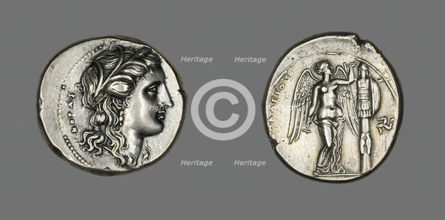 Tetradrachm (Coin) Depicting the Goddess Persephone, 310-307 BCE. Creator: Unknown.