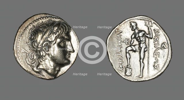 Tetradrachm (Coin) Portraying Demetrios I of Macedonia, 289-288 BCE. Creator: Unknown.