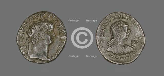 Tetradrachm (Coin) Portraying Emperor Nero, 64-65. Creator: Unknown.