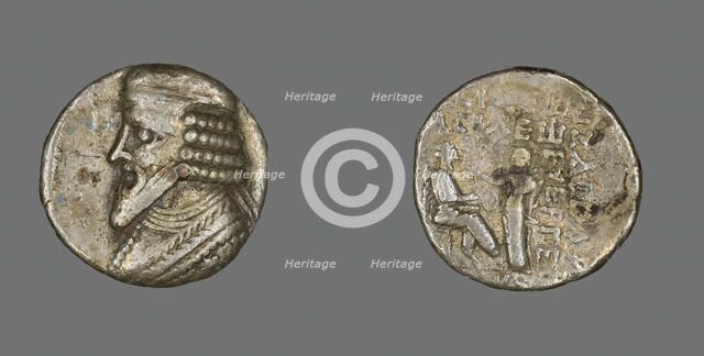Tetradrachm (Coin) Portraying King Gotarzes, 40-51. Creator: Unknown.
