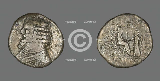 Tetradrachm (Coin) Portraying King Phraates IV, 38-3 BCE. Creator: Unknown.