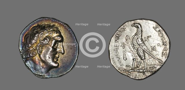 Tetradrachm (Coin) Portraying King Ptolemy I, 253-252 BCE, reign of Ptolemy II (285-247 BCE). Creator: Unknown.