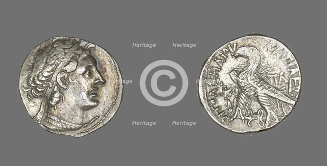 Tetradrachm (Coin) Portraying King Ptolemy I, Ptolemaic Period (53-52 BCE)..., (80-51 BCE). Creator: Unknown.