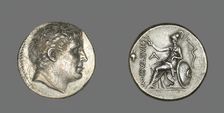 Tetradrachm (Coin) Portraying Philetairos of Pergamon, 241-197 BCE, Issued by Attalos I..., 282-263 Creator: Unknown