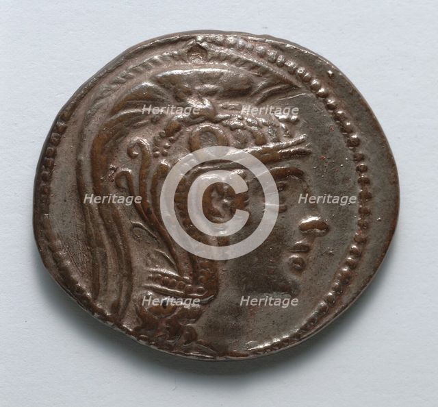 Tetradrachm: Head of Athena Parthenos (obverse), 150-100 BC. Creator: Unknown.