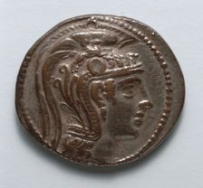 Tetradrachm: Head of Athena Parthenos (obverse), 150-100 BC. Creator: Unknown