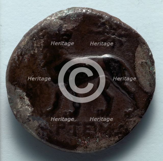 Tetradrachm: Lion Standing, Looking Back at Star (reverse), 350-190 BC. Creator: Unknown.