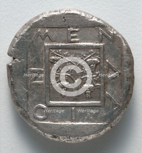 Tetradrachm: Square, Vine, Inscription (reverse), 430 BC. Creator: Unknown.