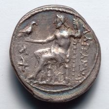 Tetradrachm: Zeus Aetophoros Enthroned, Holding Staff (reverse), 336-323 BC. Creator: Unknown