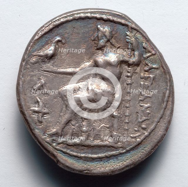 Tetradrachm: Zeus Aetophoros Enthroned, Holding Staff (reverse), 336-323 BC. Creator: Unknown.