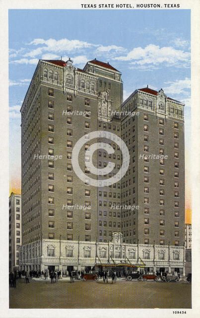 Texas State Hotel, Houston, Texas, USA, c1929. Artist: Unknown