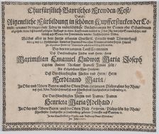 Text to accompany plate illustrating the fireworks display celebrating the birth of Prince..., 1662. Creator: Mathäus Küsel